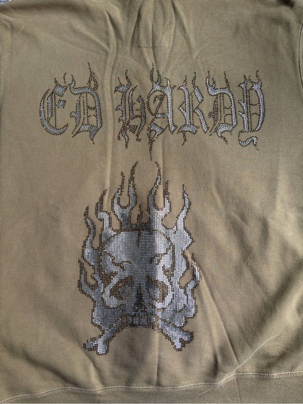 Rare Ed Hardy Christian Audigier Y2K Rhinestone Skull Hoodie